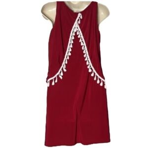 Impressions red and white sleeveless tassel dress size M